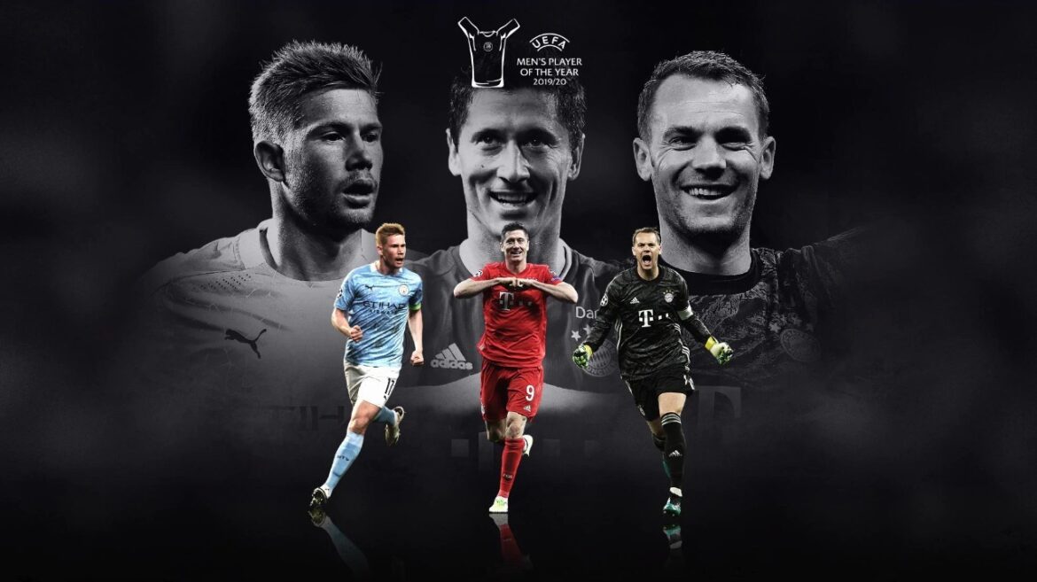 Kevin De Bruyne, Robert Lewandowski e Manuel Neuer estão na lista restrita para o prêmio do Jogador do Ano da UEFA de 2019/20